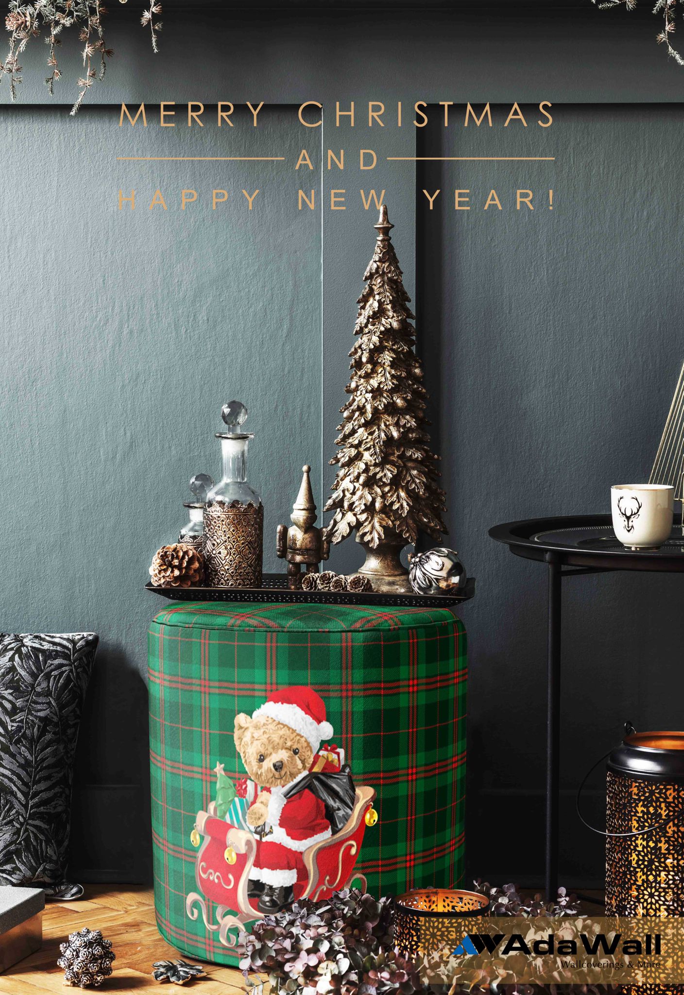 Kızaklı Santa Teddy Puf - Puf P402