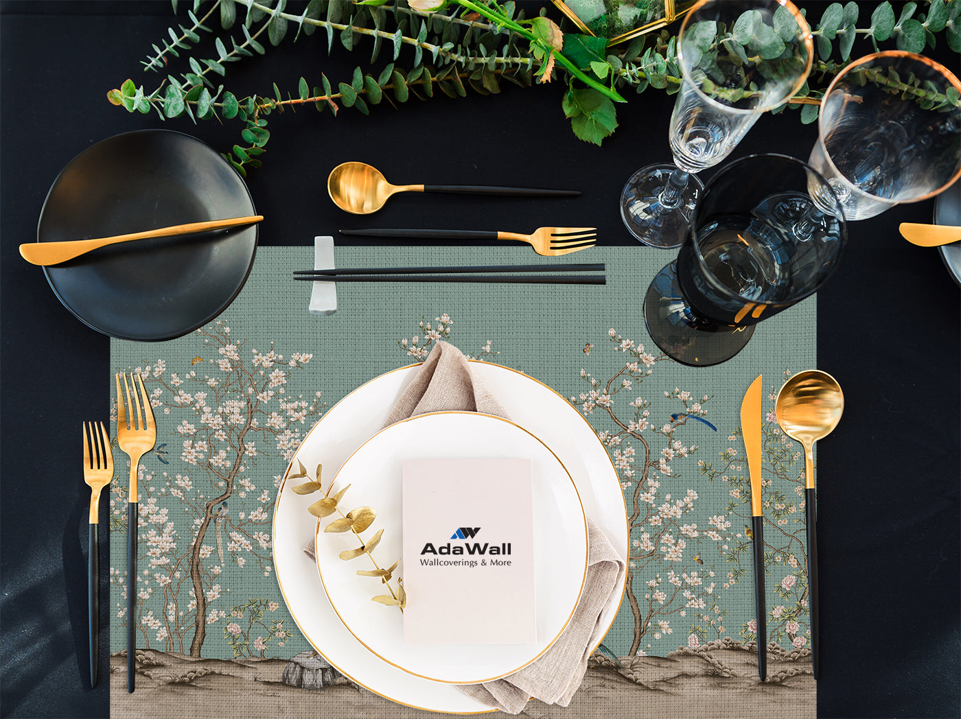 Yeşil Kuşlu Bahçe Kumaş Amerikan Servis AS122