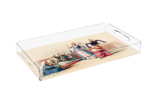 Vintage Figüratif Pleksi Tepsi | Pufaloji