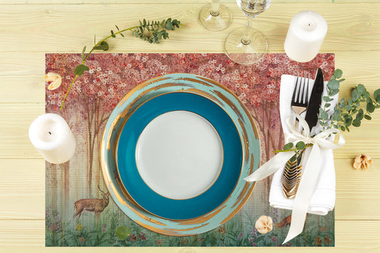 Bahar Konseptli Kumaş Amerikan Servis 4'lü Set | Pufaloji