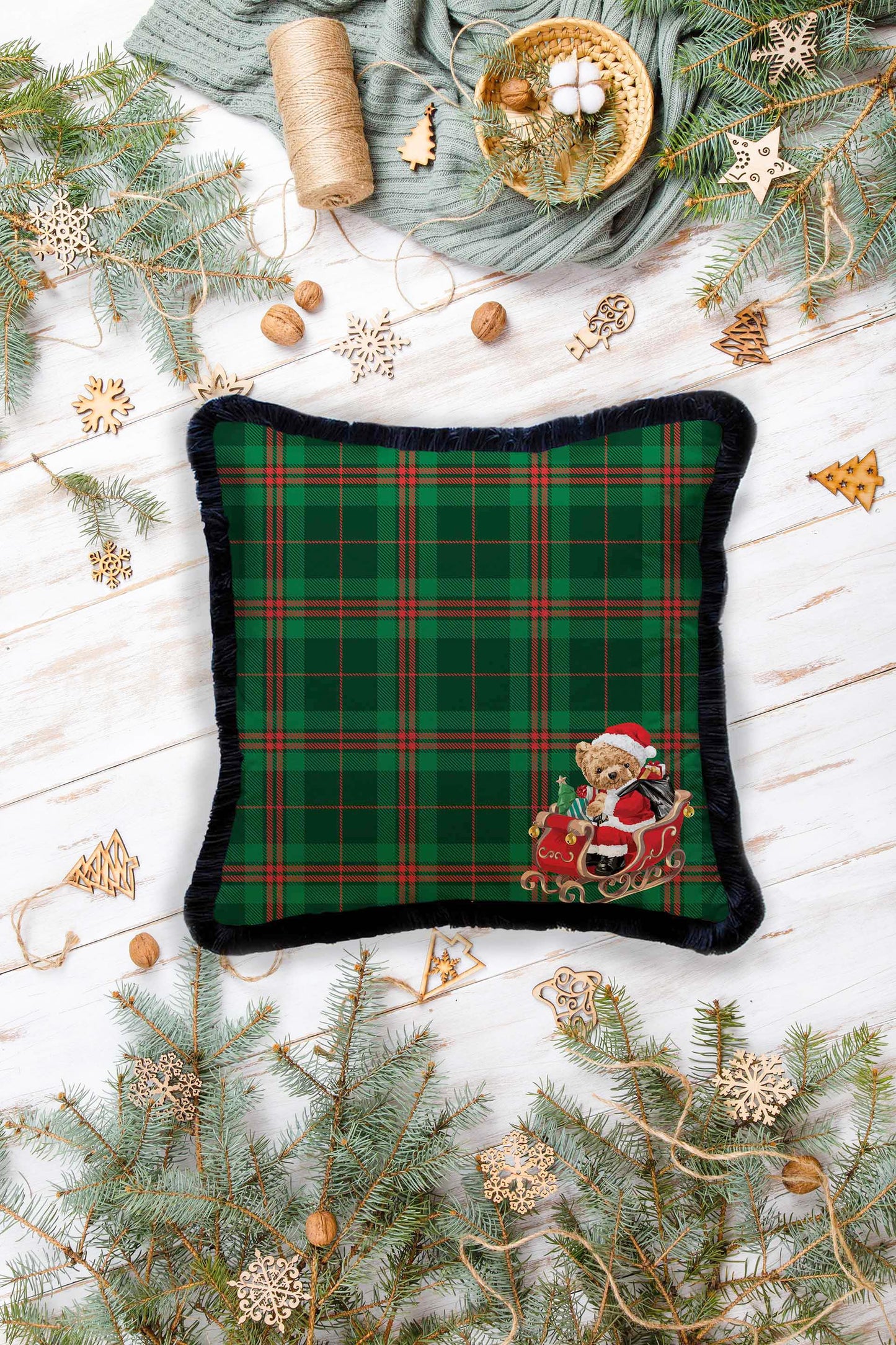 Kızaklı Santa Teddy Yastık - KIRLENT K402