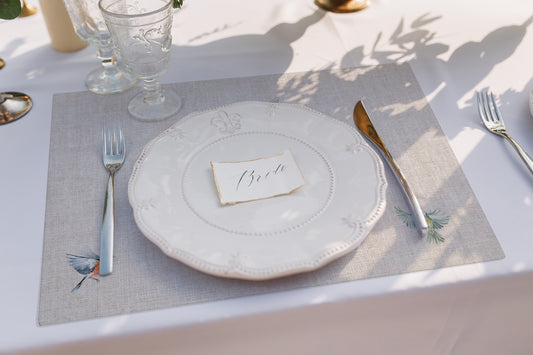 Kuşlu Bahçe Kumaş Supla Desen Amerikan Servis 4'lü Set | Pufaloji