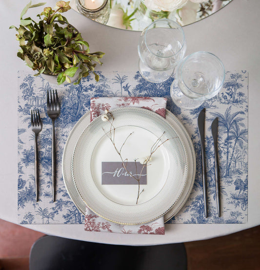 Blue Garden Kumaş Amerikan Servis 4'lü Set | Pufaloji