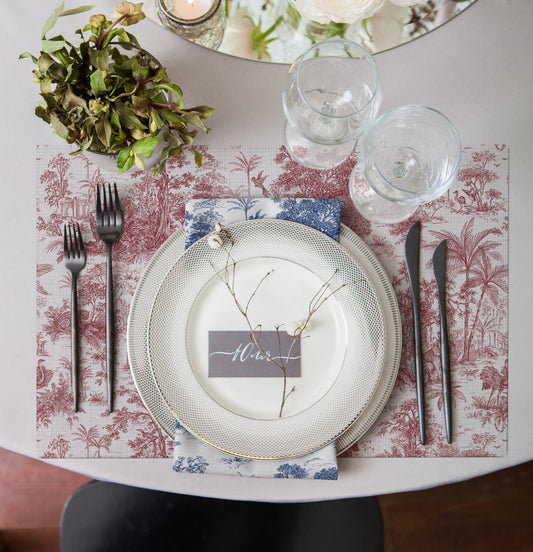 Red Garden Kumaş Amerikan Servis 4'lü Set | Pufaloji