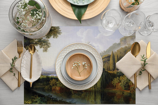 Yeşil Orman Manzaralı Amerikan Servis 4'lü Set | Pufaloji