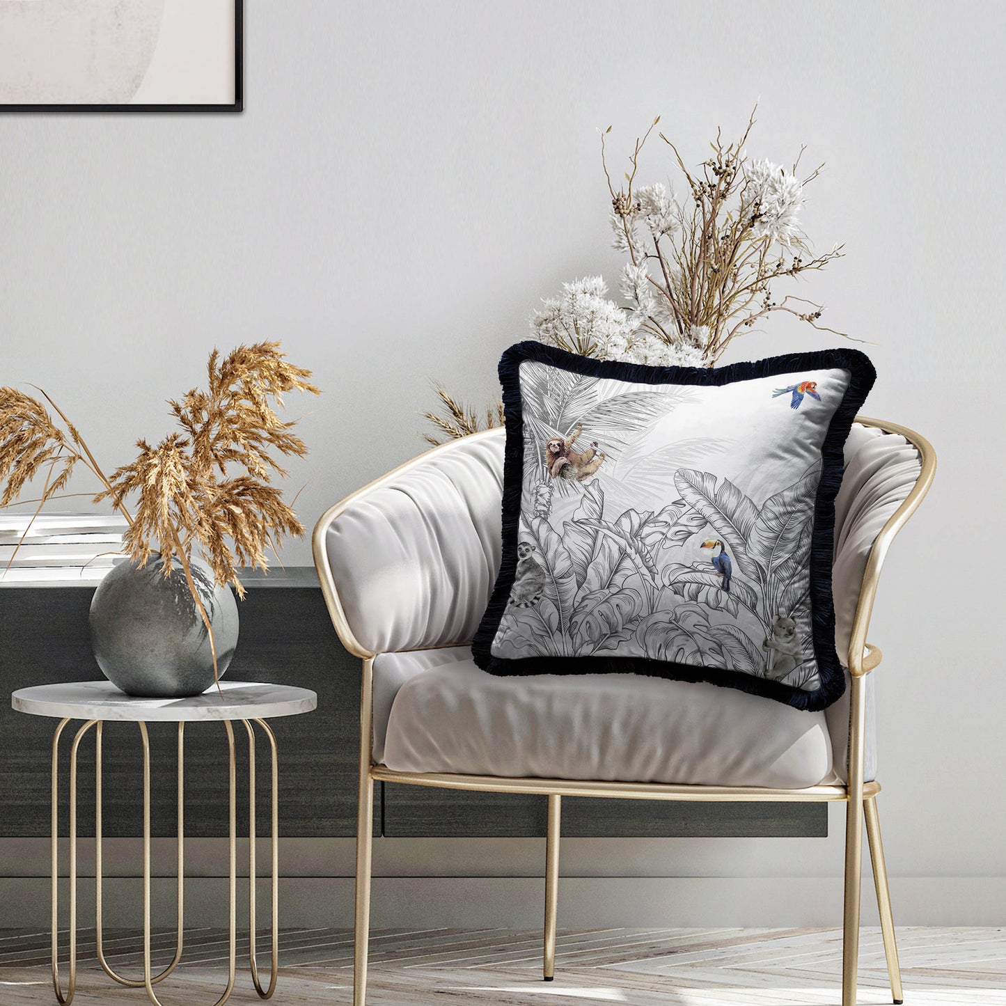 Palmiye Yaprak Tasarımlı Yastık - KIRLENT K3071