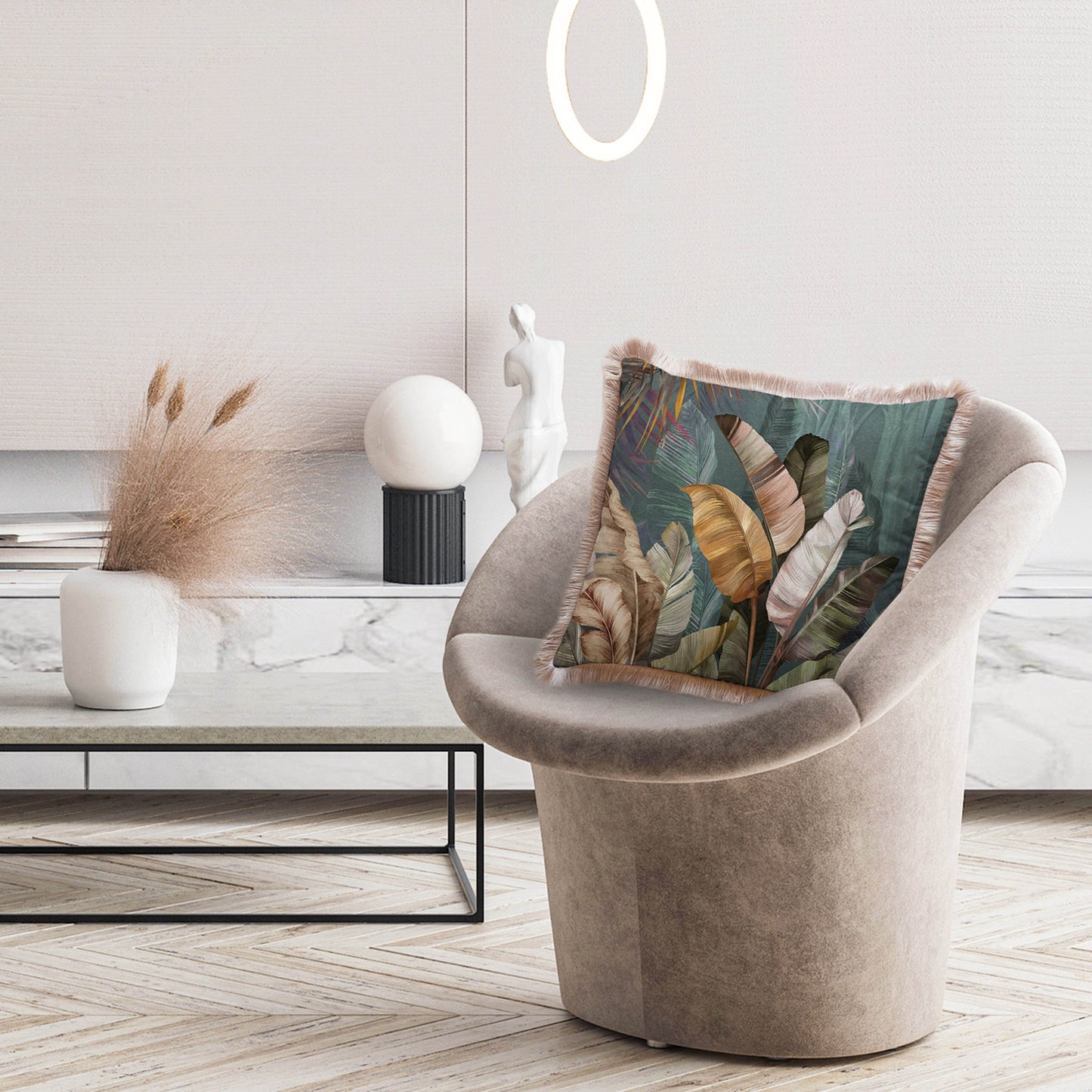 Tropikal Yaprak Tasarımlı Yastık - KIRLENT K3161