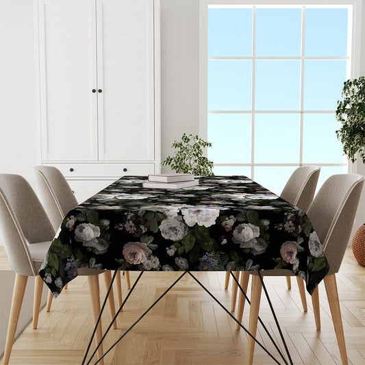 Siyah Çiçek Masa Örtüsü | Pufaloji