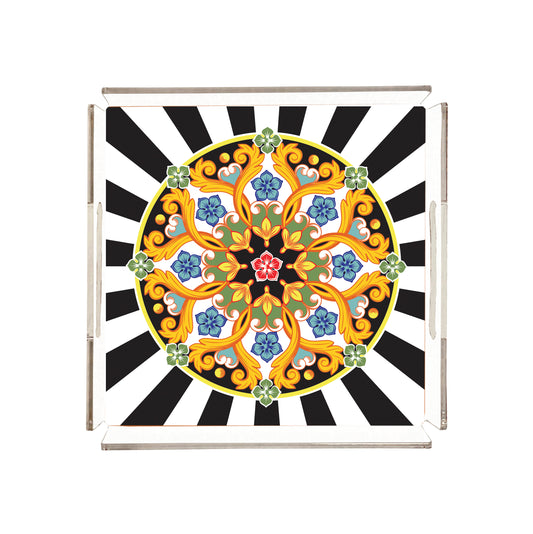 Modern Figüratif Mandala Pleksi Tepsi | Pufaloji