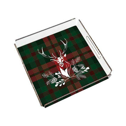 Tartan Geyiği Pleksi Tepsi 25X25CM | Pufaloji