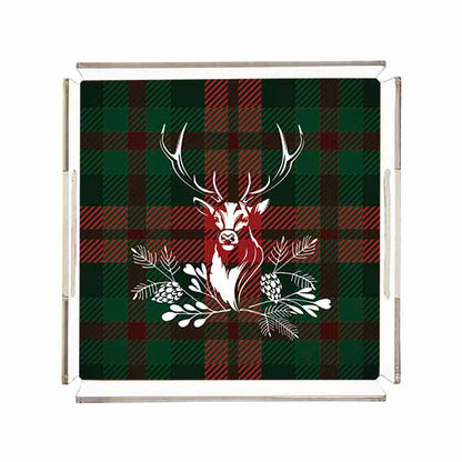 Tartan Geyiği Pleksi Tepsi 25X25CM | Pufaloji