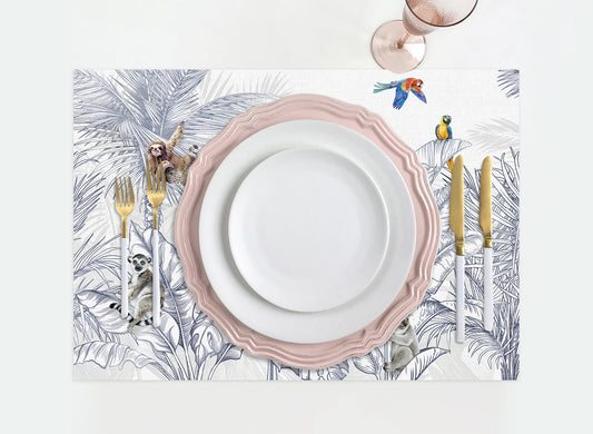 Çizgisel Tasarım Kumaş Amerikan Servis 4'lü Set | Pufaloji