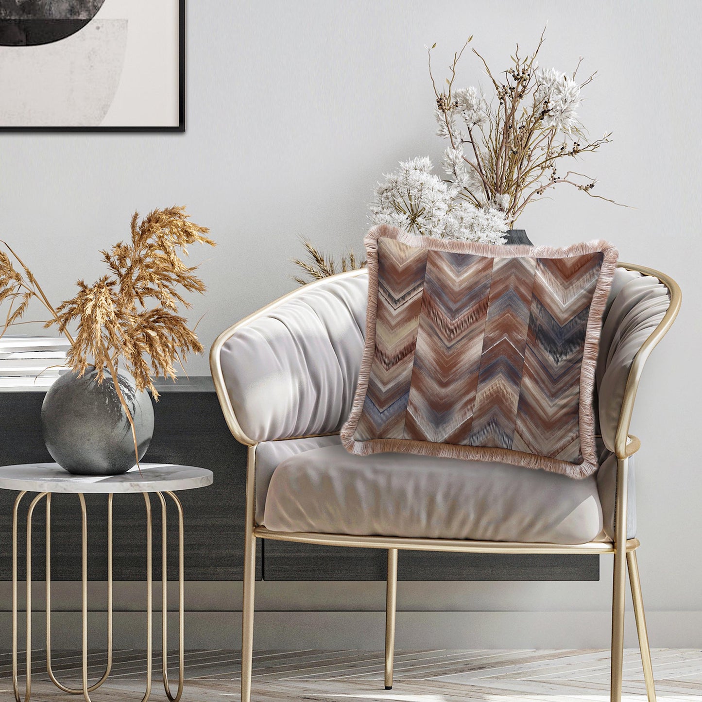 Kahverengi Geometrik Design Yastık - KIRLENT K3133