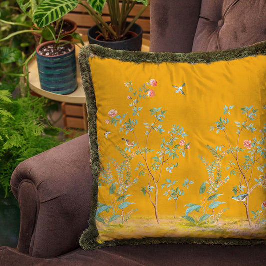 Sarı Çiçek Tasarımlı Yastık - KIRLENT K3151