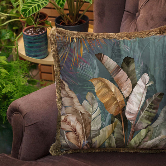 Tropikal Yaprak Tasarımlı Yastık - KIRLENT K3161