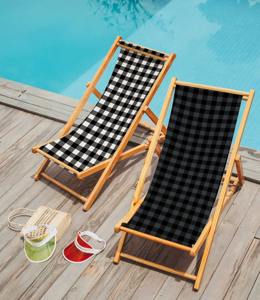 Gri Kareli Katlanabilir Şezlong - Şezlong SZ121