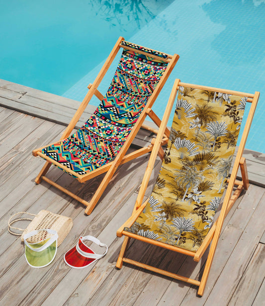 Sarı Tropikal Katlanabilir Şezlong - Şezlong SZ128