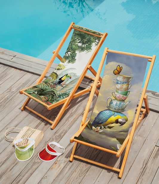 Papağan Tasarımlı Katlanabilir Şezlong - Şezlong SZ131