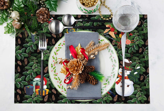 Çam Kozalağı Kumaş Amerikan Servis 4'lü Set | Pufaloji