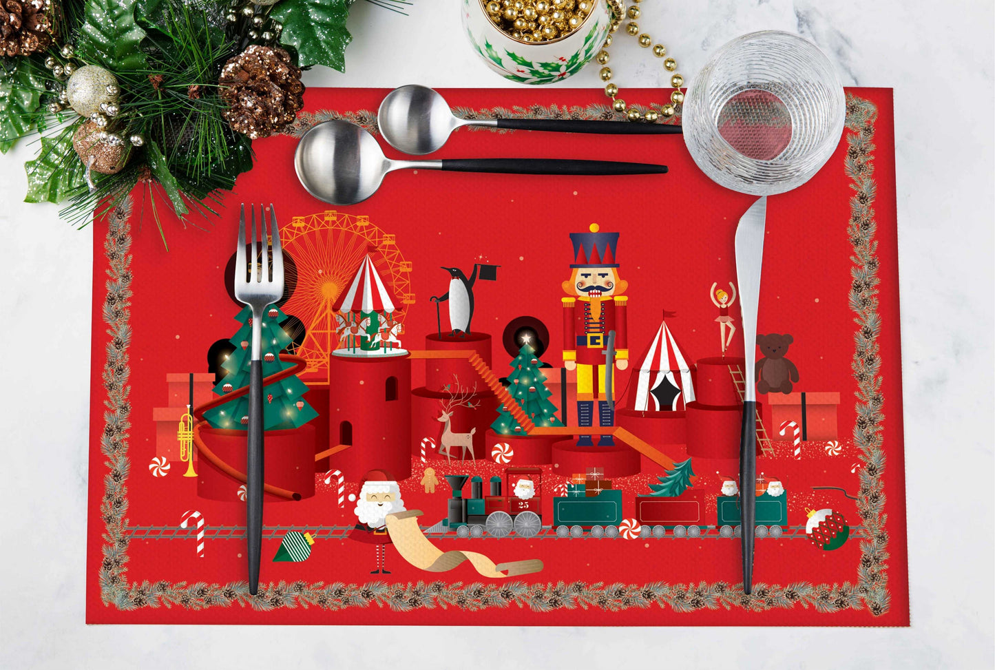 Kırmızı Kurşun Asker Kumaş Amerikan Servis 4'lü Set | Pufaloji