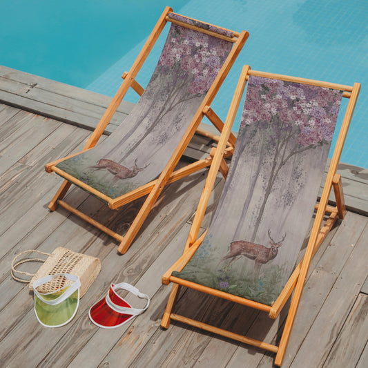 Purple Mini Flowers And Gazels Şezlong - Şezlong SZ300