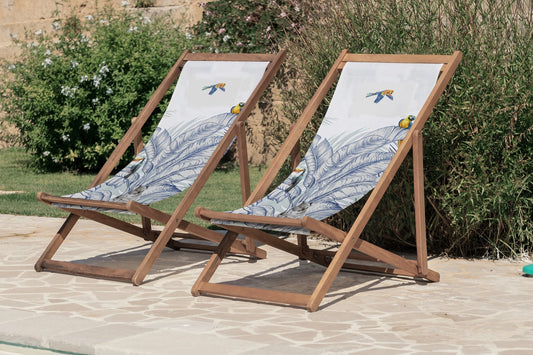 Renkli Kuş Detaylı Şezlong - Şezlong SZ307